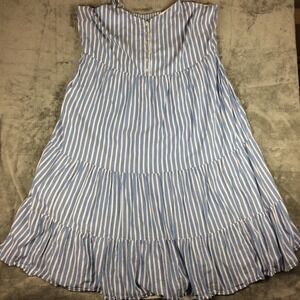 Old Navy Tiered Sundress 3X‎ Blue White Stripes Adjustable Straps Lined